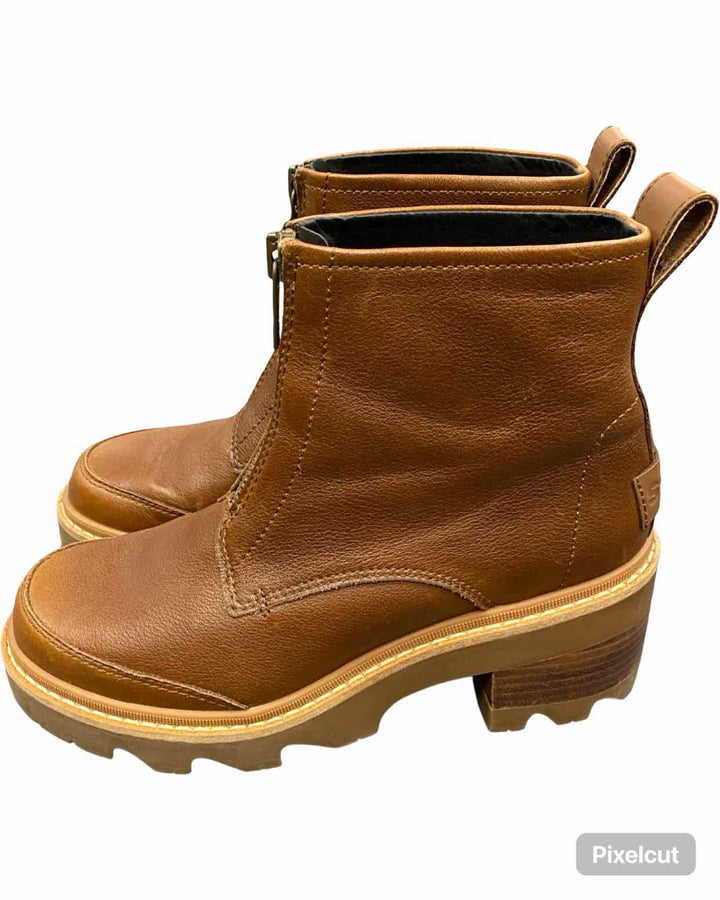 Sorel Shoe Size 7.5 Brown Leather Joan Zip Boots(Ankle)