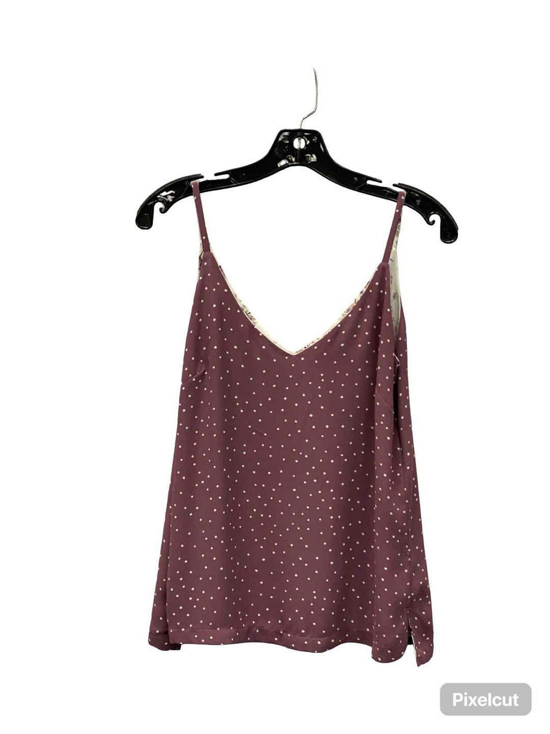 White House Black Market Size M Purple White Polka Dot Tank Top