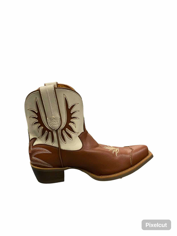 Desert Bloom Shoe Size 7.5 Brown Leather Prickly Pear Saddle Lace Boots(Ankle)