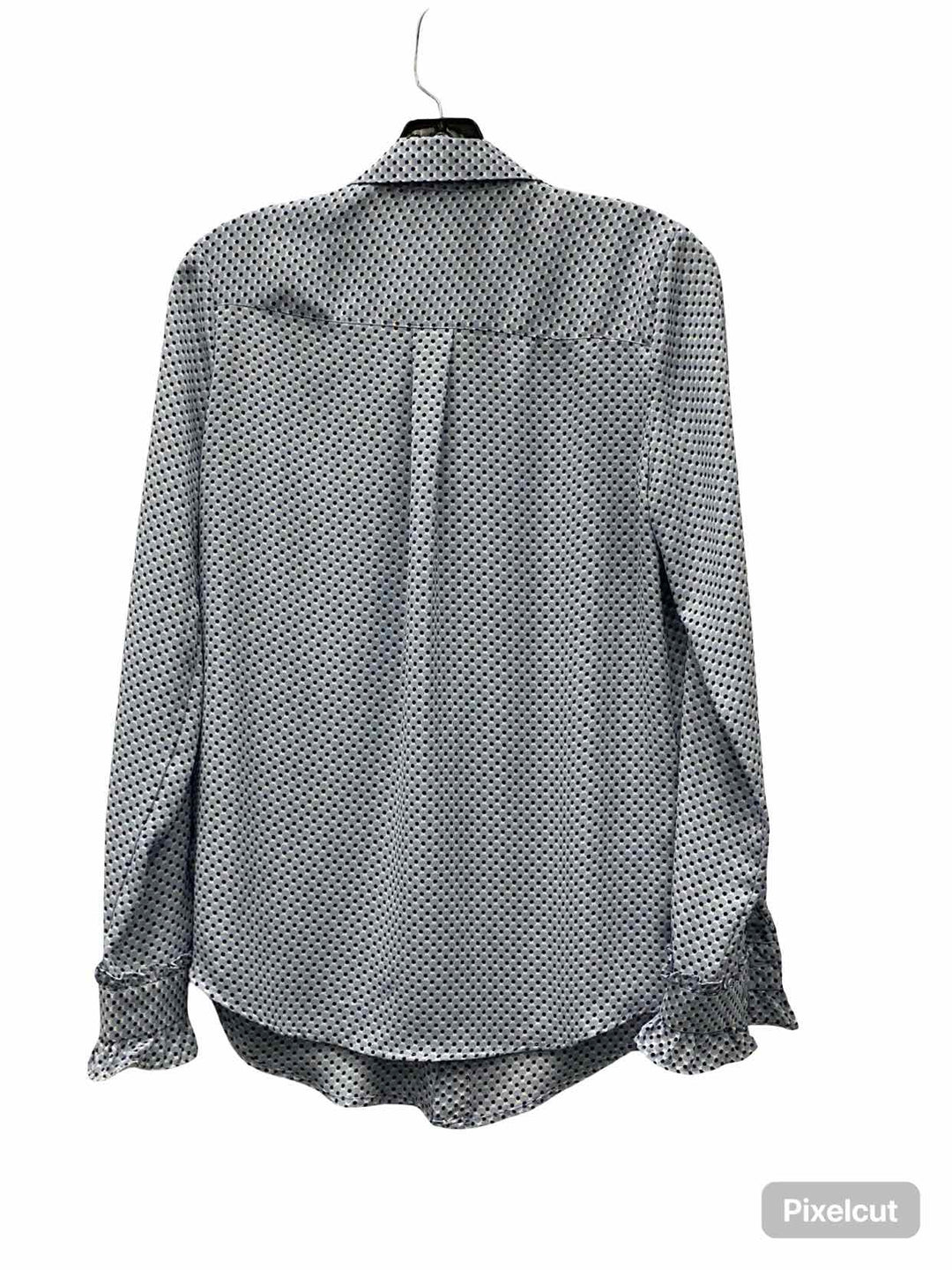 WHOWHATWEAR Size XS Blue/White Black Poka dot Long Sleeve Shirts