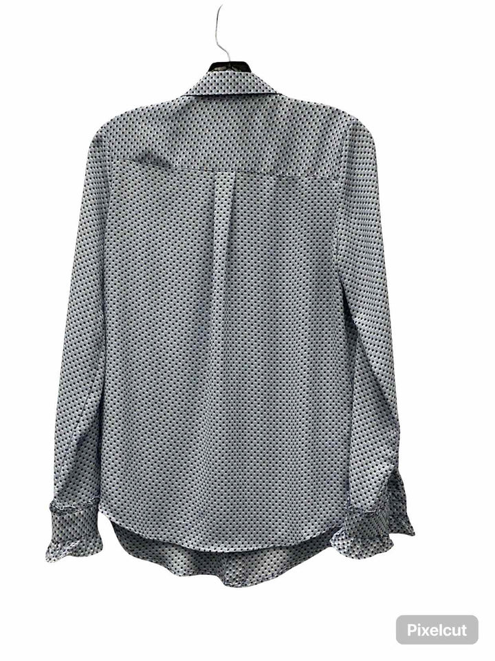 WHOWHATWEAR Size XS Blue/White Black Poka dot Long Sleeve Shirts