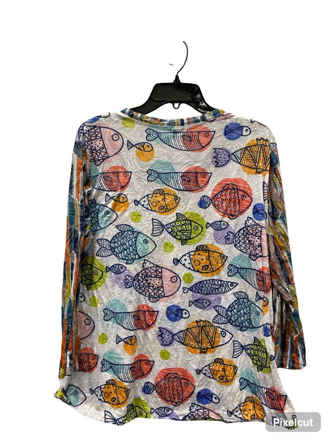 Shana Size M White Multi Print Long Sleeve Shirts
