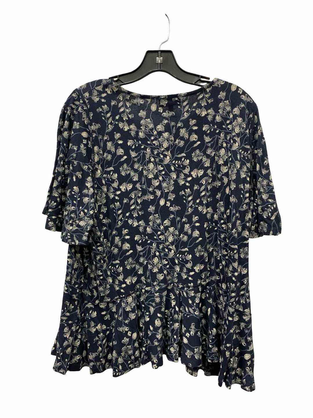 Lucky Brand Size XL Navy Blue White Print Short Sleeve Shirts