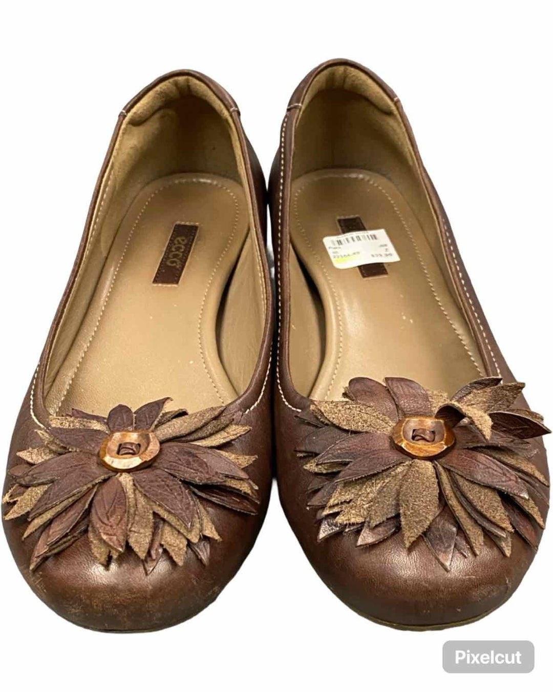 Ecco Shoe Size 40 Brown Leather Mary Comfort Cushioned Flats