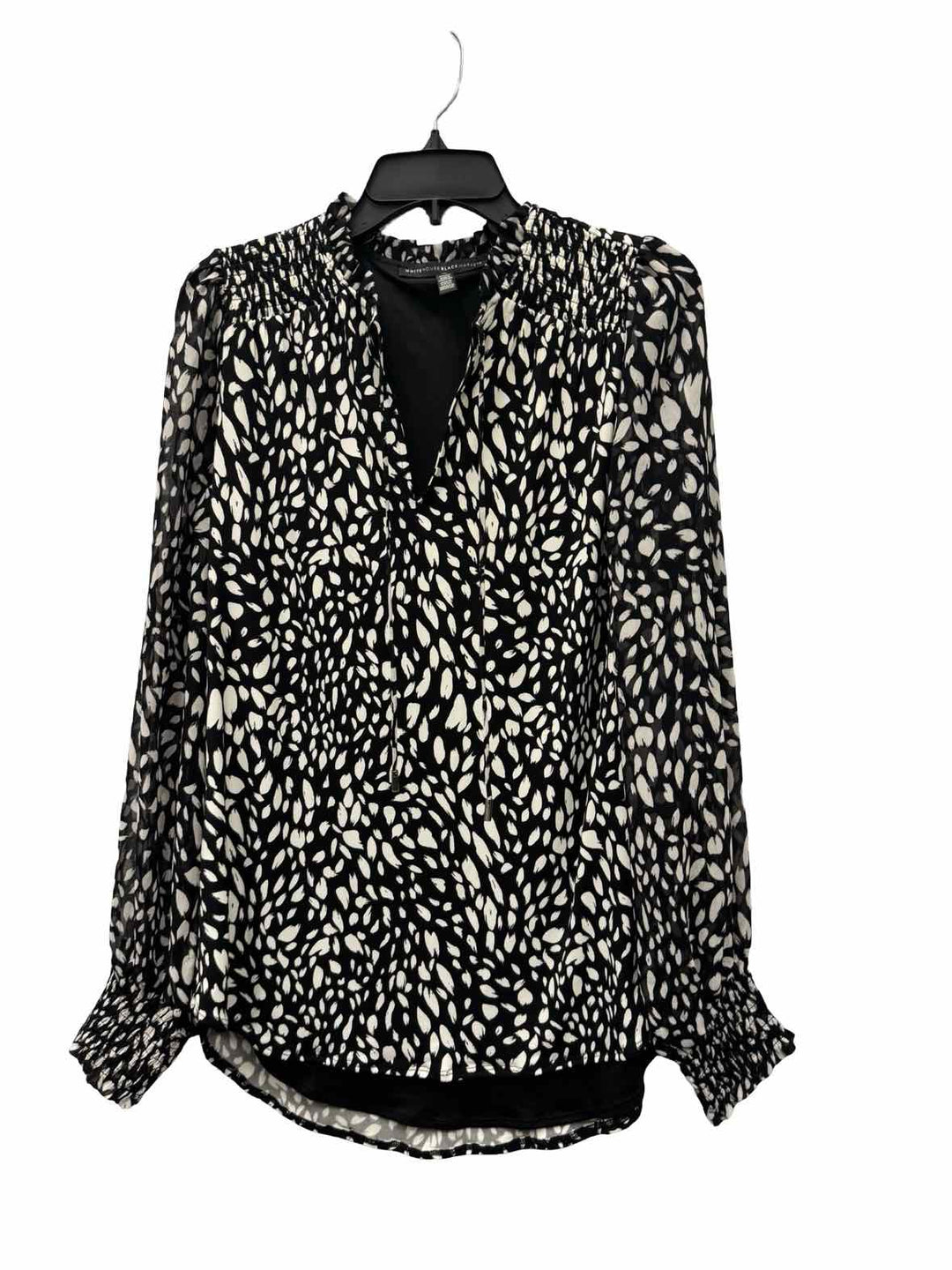 White House Black Market Size M Black White Print Long Sleeve Shirts