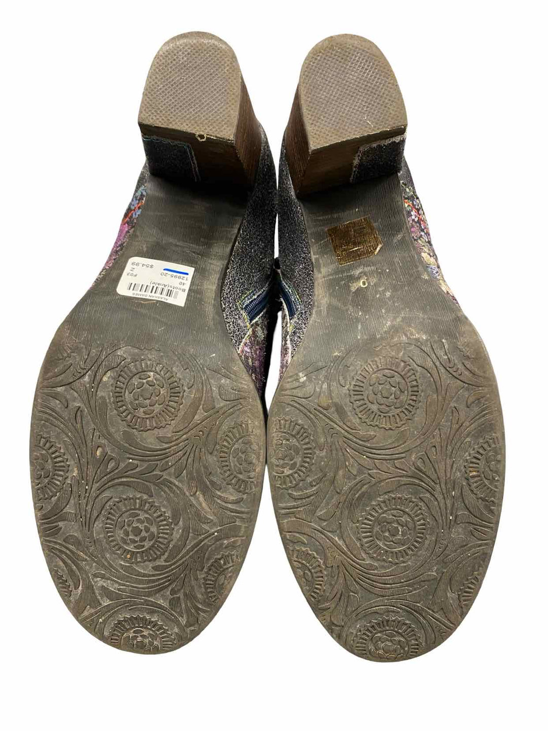 L'Artiste Shoe Size 40 Grey Floral Leather Melvina Boots(Ankle)