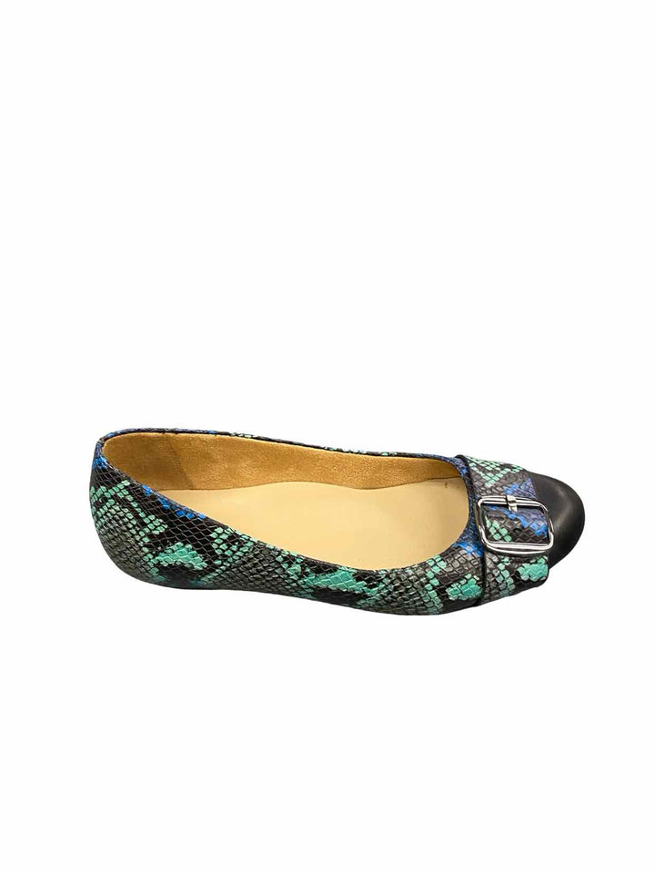 Naturalizer Shoe Size 7.5 Turqoise Black Snakeskin Pattern Marsha Flats