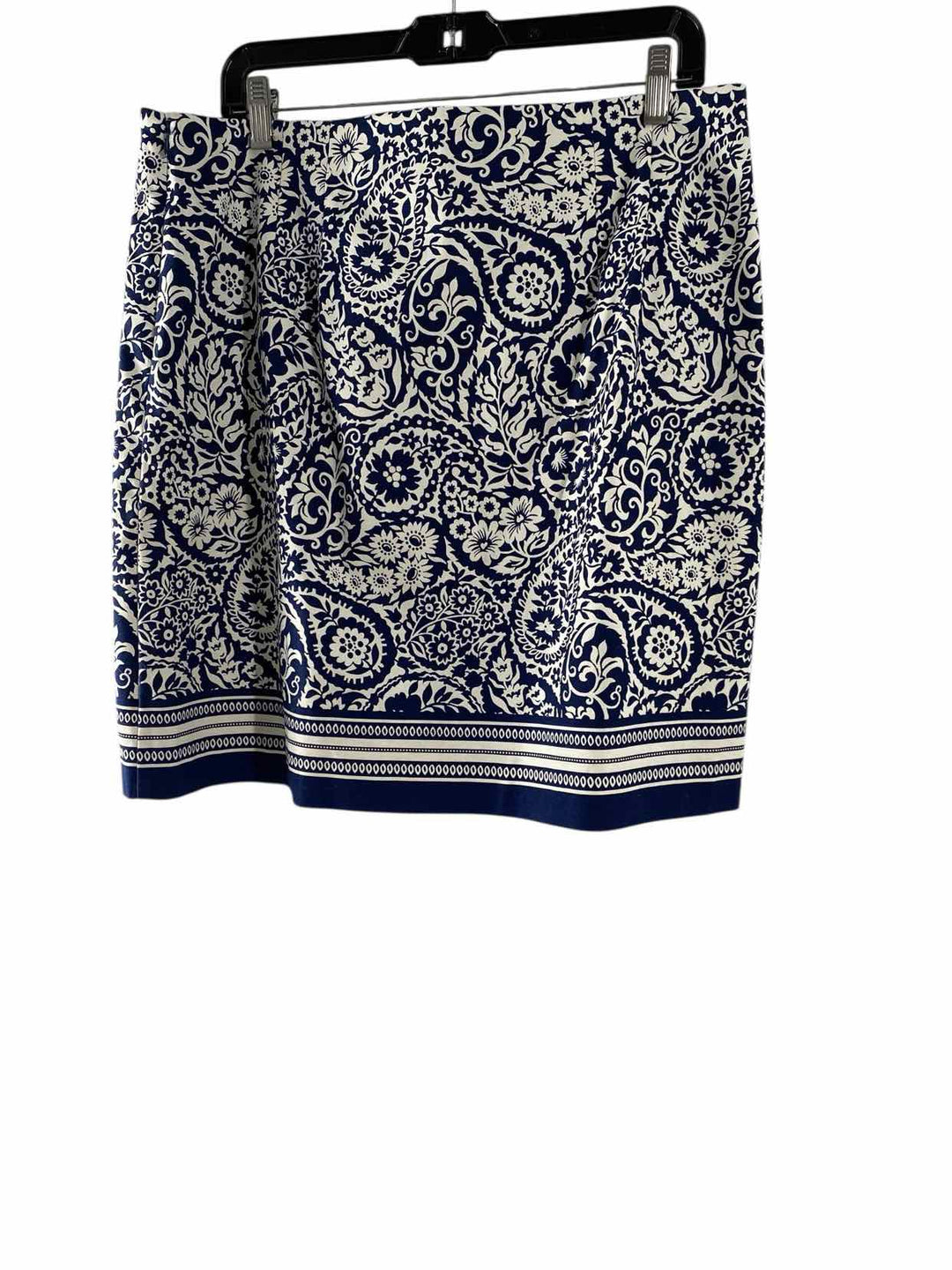 Talbots Size 14 Navy White Print Skirt