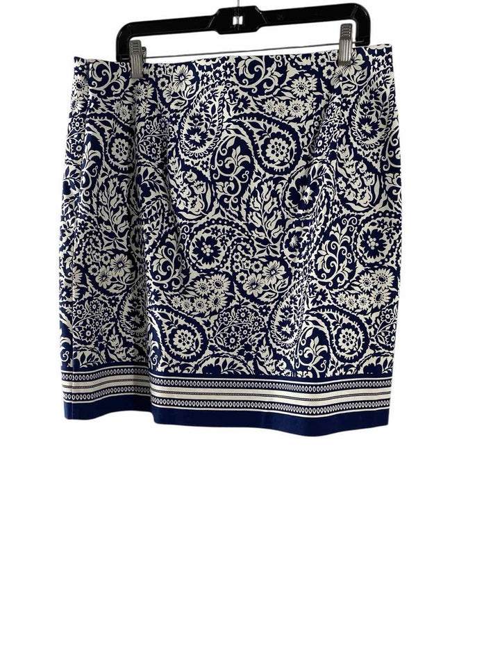 Talbots Size 14 Navy White Print Skirt