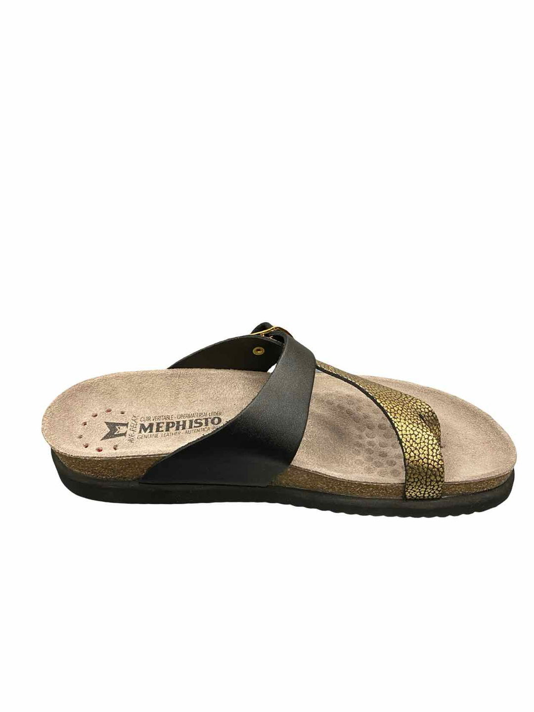 Mephisto Shoe Size 40 Black Gold Leather NWOT Helen Mix Sandals