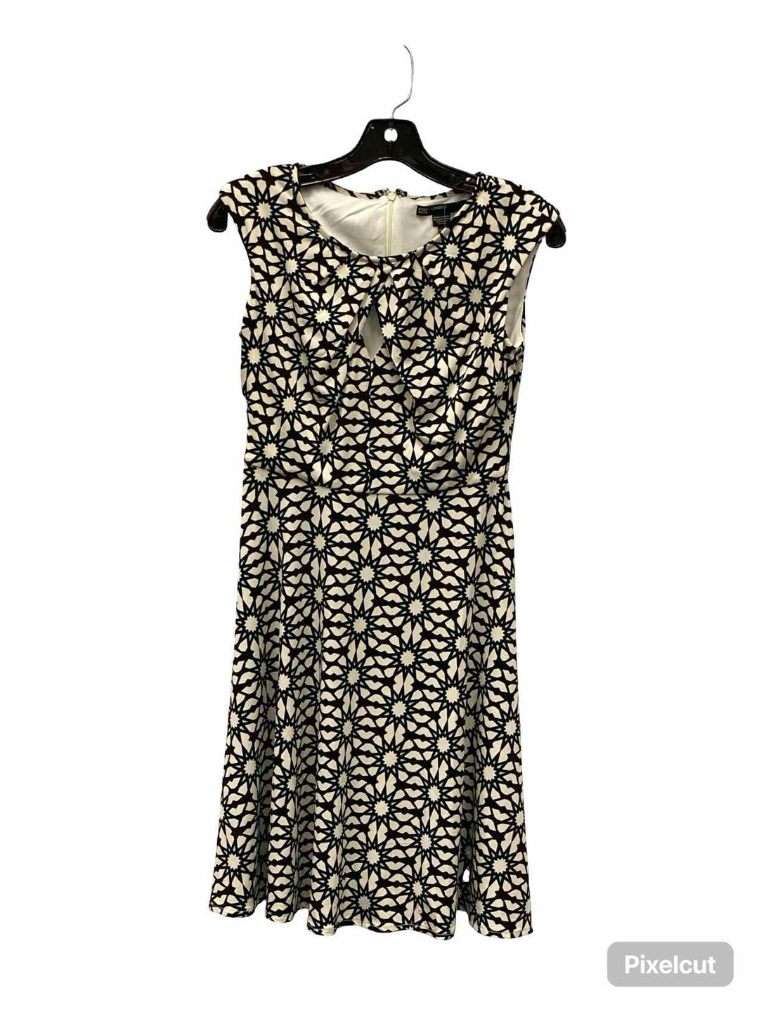 Maggy London Size 0P White/Black Blue Print Dress