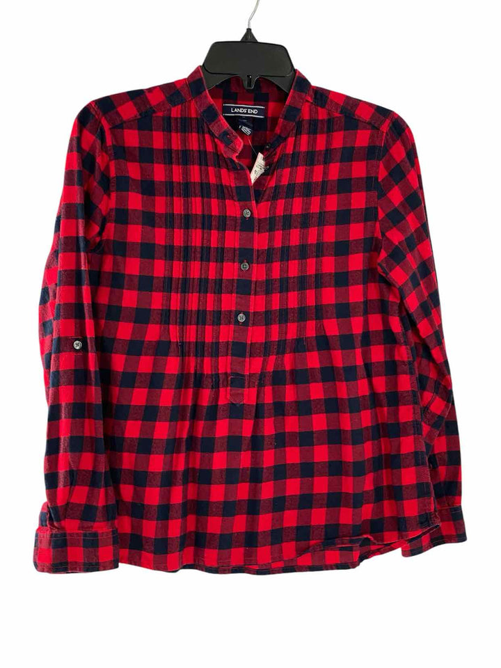 Lands End Size 4P Red Black Checkered Long Sleeve Shirts