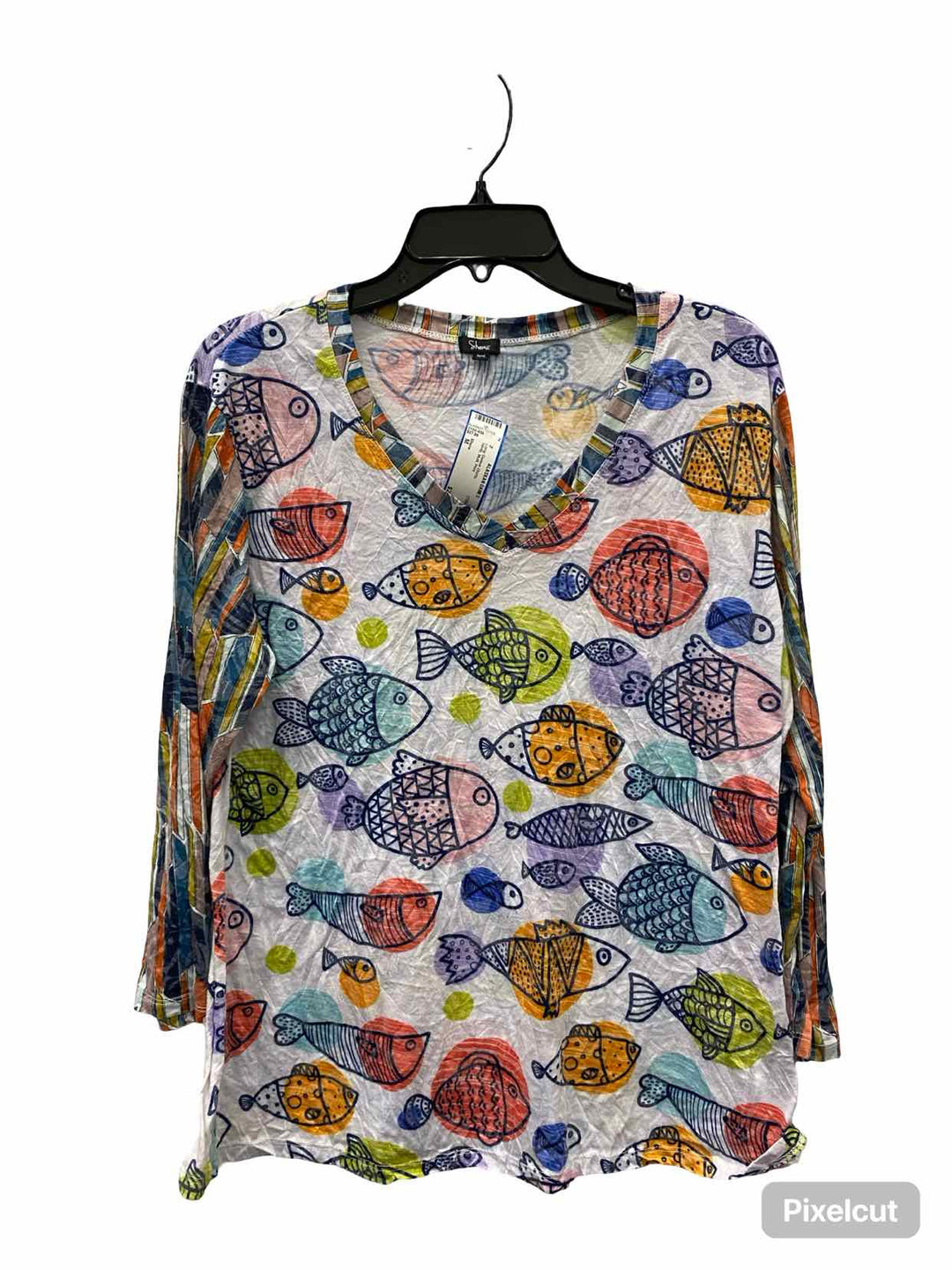 Shana Size M White Multi Print Long Sleeve Shirts