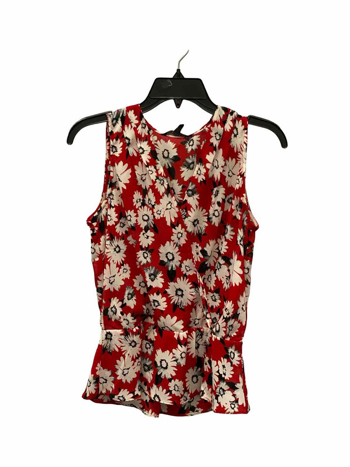 Banana Republic Size XS Red White Floral Tank Top