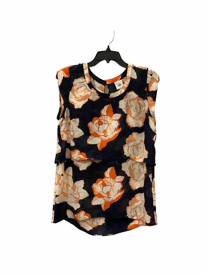 Cabi Size S/M Navy Orange Floral Tank Top