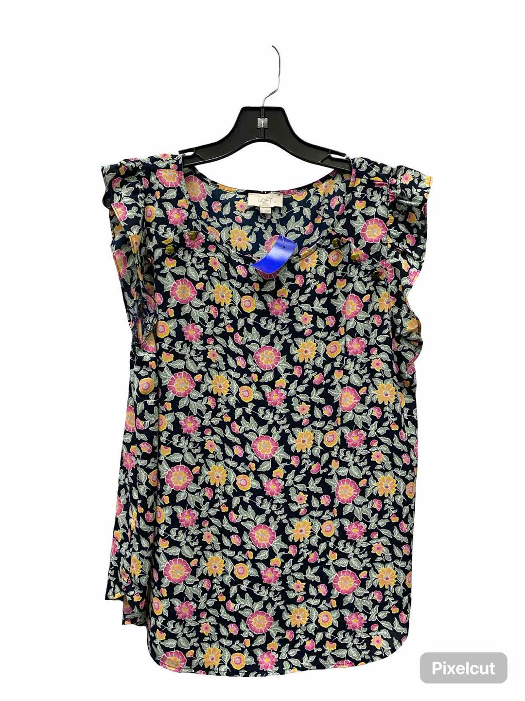 Loft Size L Green Pink Floral Tank Top