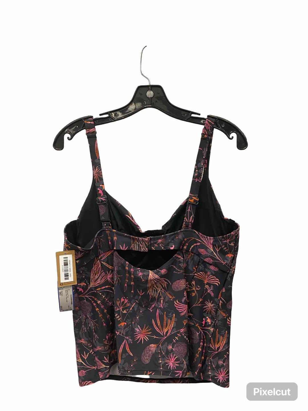 Title Nine Size 38D Black Pink Floral NWT Swimsuit Top
