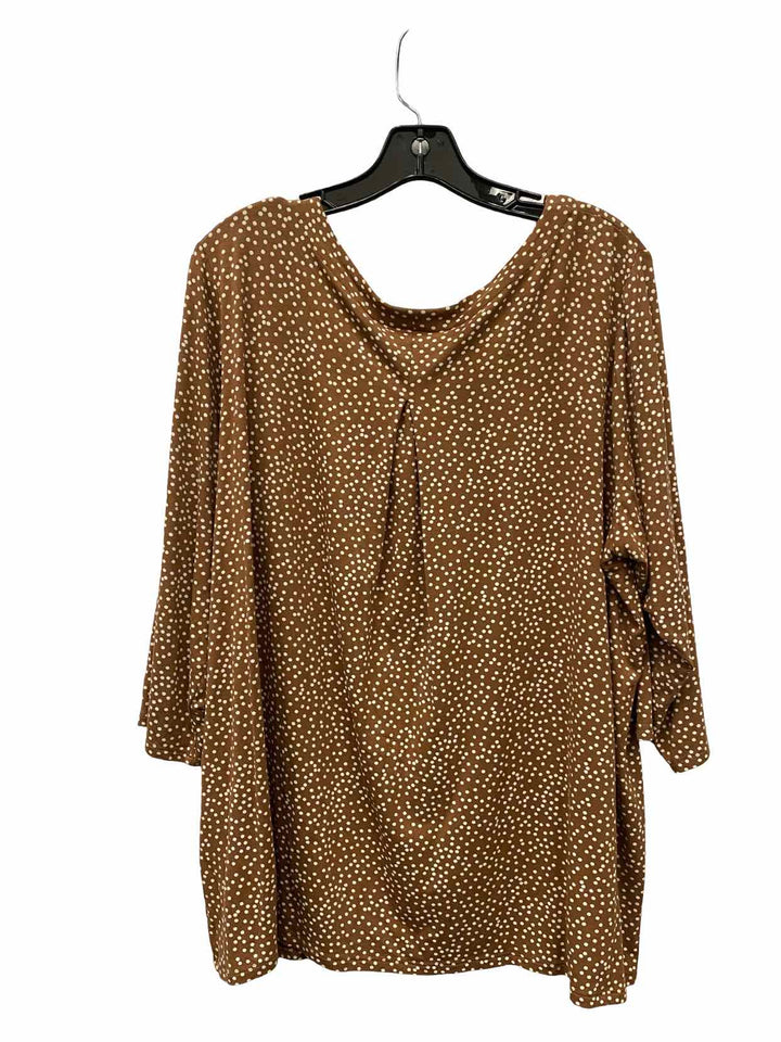 J Jill Size XL Brown Polka Dot Long Sleeve Shirts
