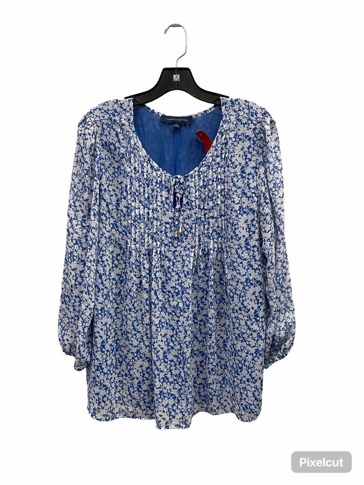 Tommy Hilfiger Size XL Blue White Floral Long Sleeve Shirts