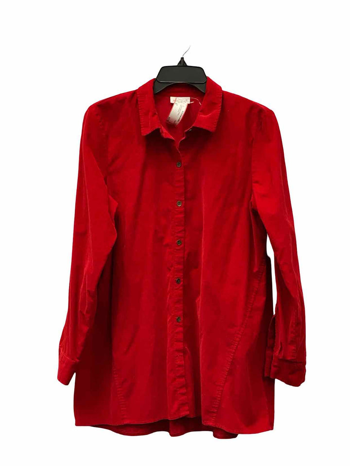 J. Jill Size M Red Corduroy Long Sleeve Shirts