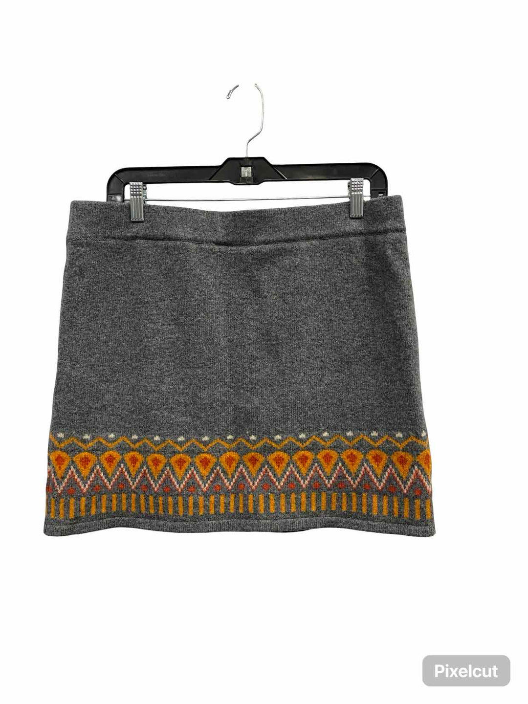 SKHOOP Size XL Grey Orange Print 80% Lambswool Skirt