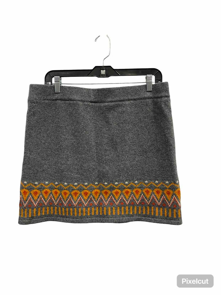 SKHOOP Size XL Grey Orange Print 80% Lambswool Skirt