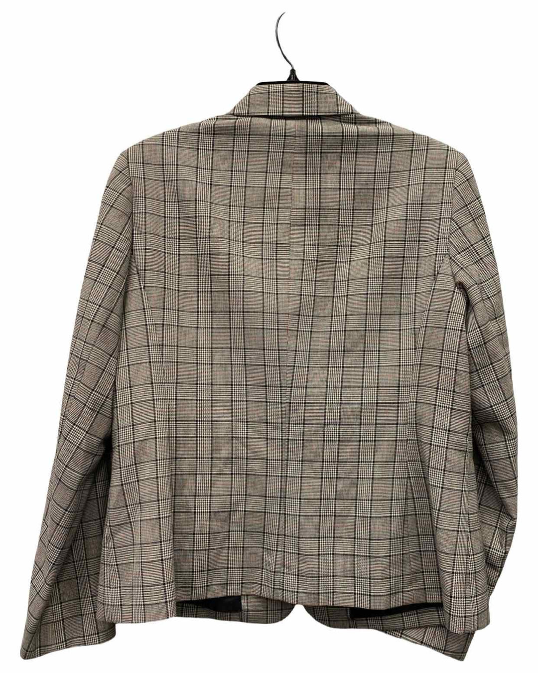 Nine West Size 10 Black Grey Plaid Blazer