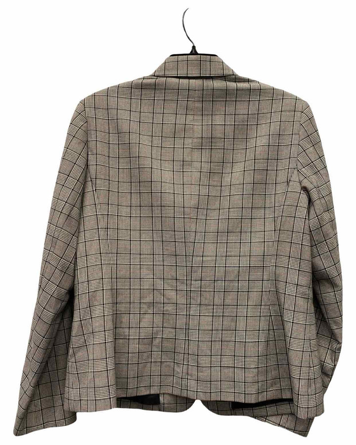 Nine West Size 10 Black Grey Plaid Blazer