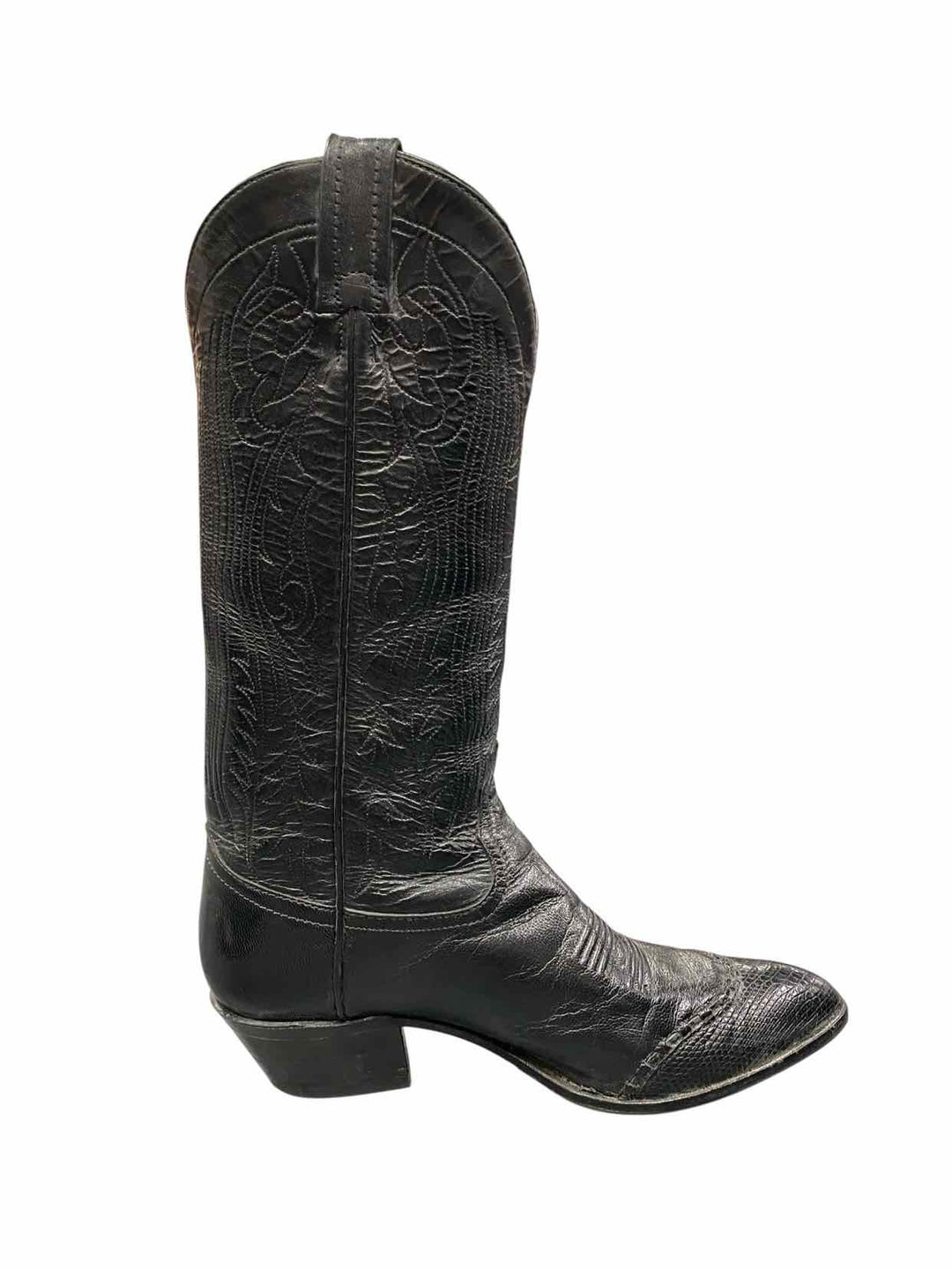 TONY LAMA Shoe Size 6 Black Cowboy Boots(knee)