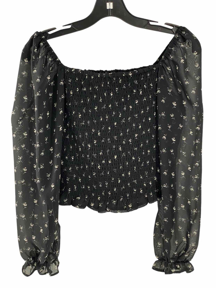 LUSH Size S Black White Flowers Long Sleeve Shirts