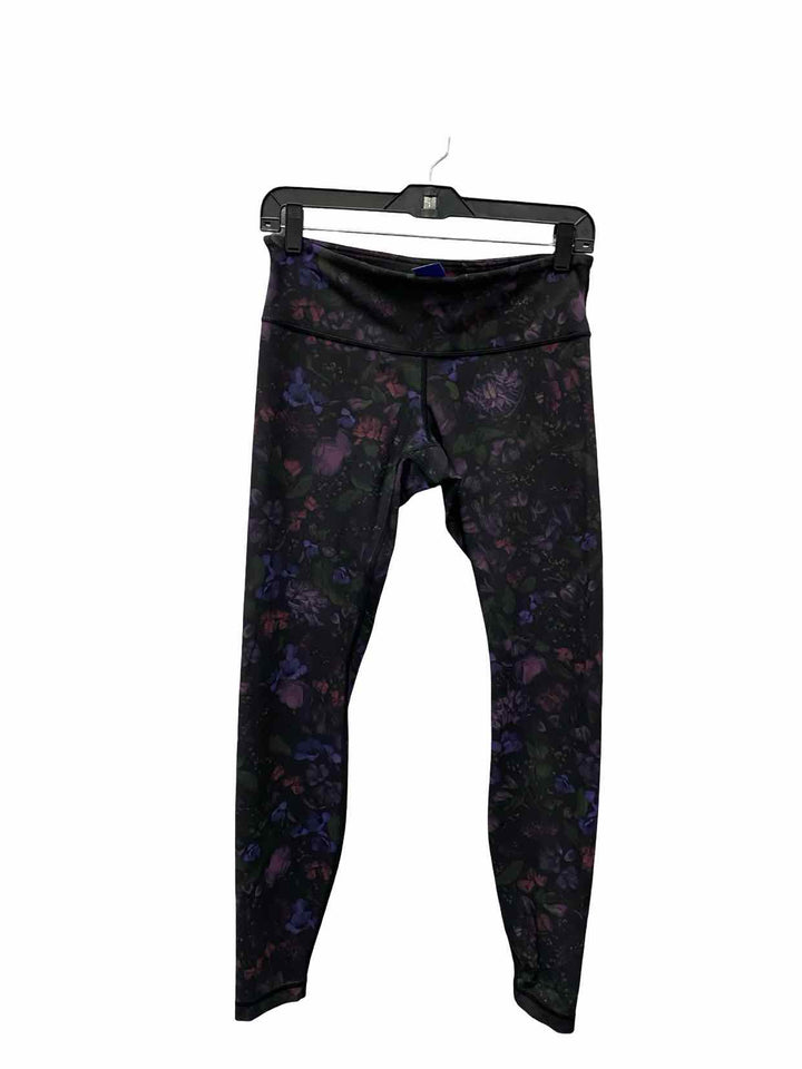 Lululemon Size 6 Black Purple Floral Athletic Pants