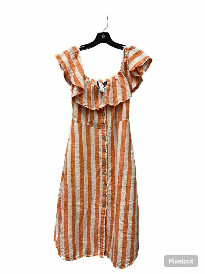 Lulus Size M Orange White Stripe Dress