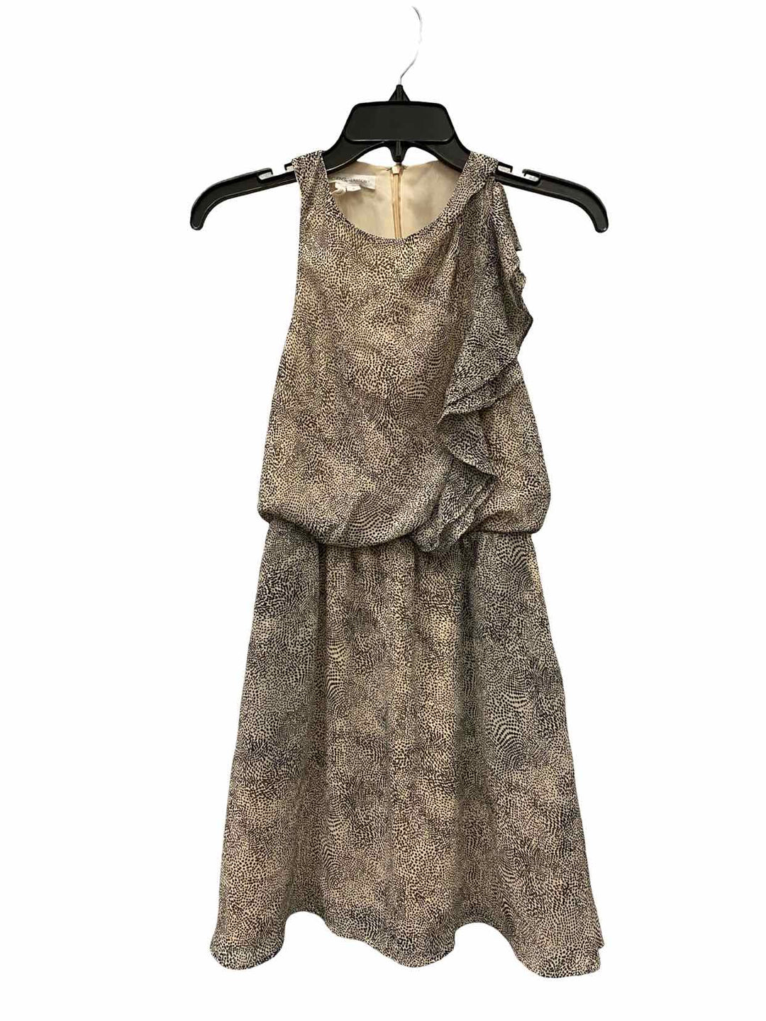 BCBG Size 0 Beige Black Print Dress
