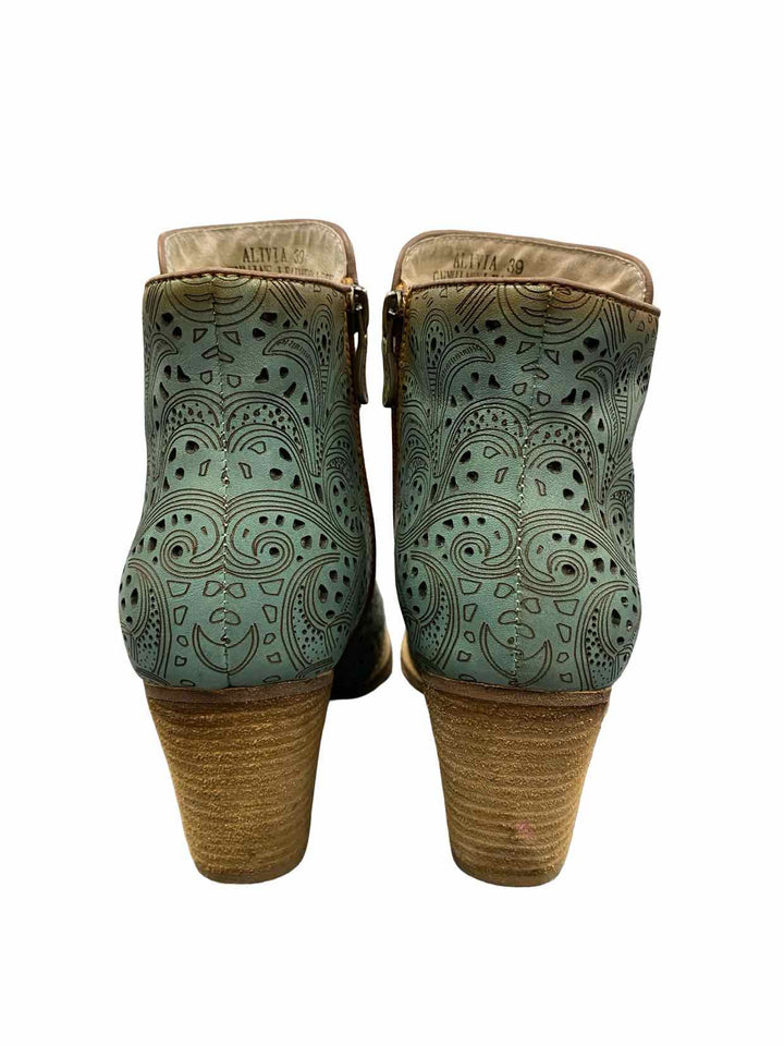 L'Artiste Shoe Size 39 Teal Leather Alivia Boots(Ankle)