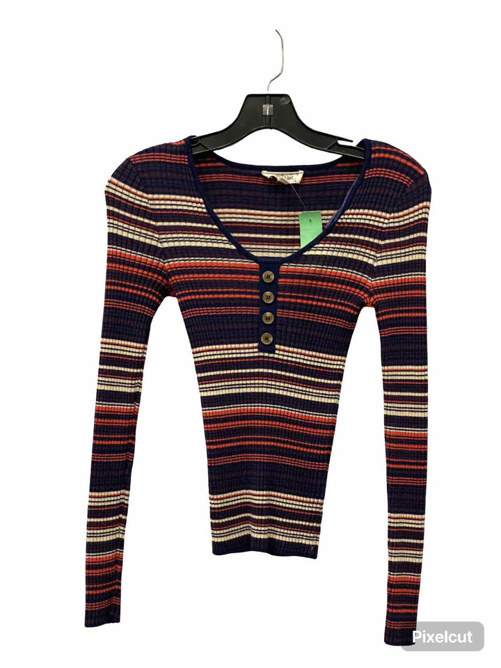 Cloud Chaser Size S Navy Orange Striped Long Sleeve Shirts