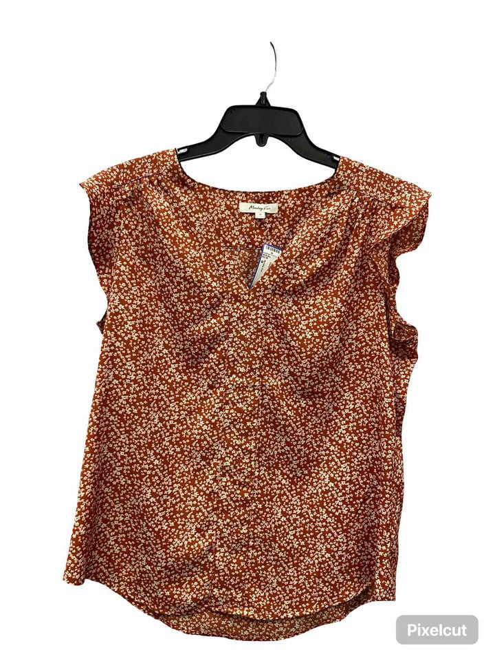 Monday Fun Size M Orange Floral Tank Top