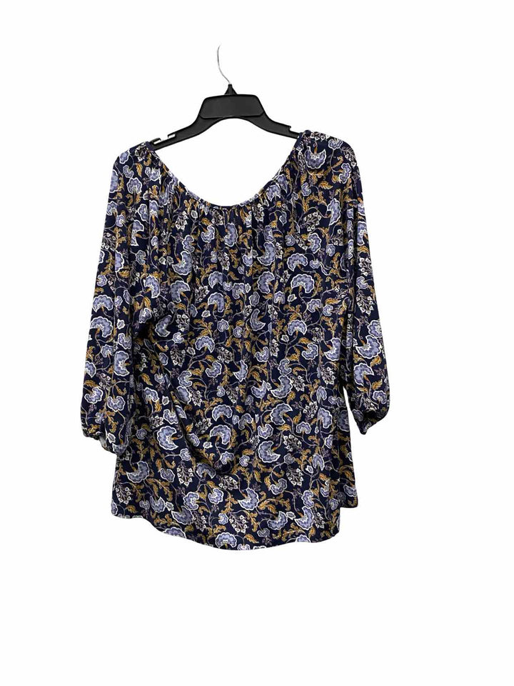 Garnet Hill Size L Blue Floral Long Sleeve Shirts