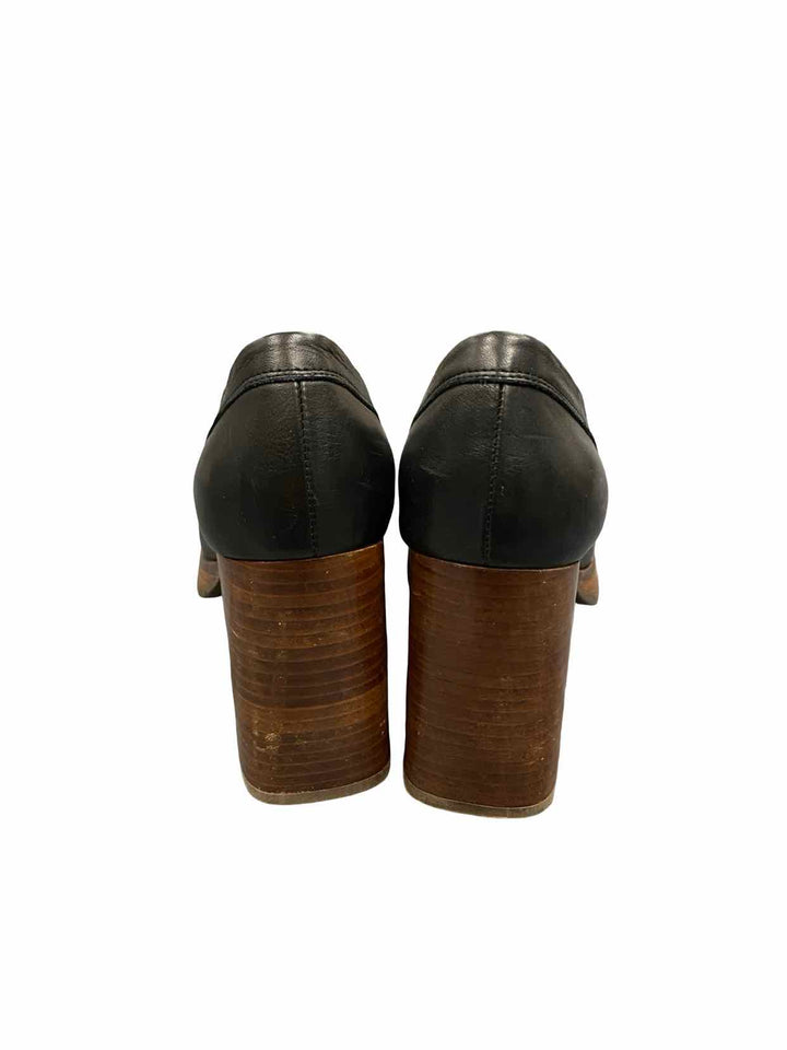 Alohas Shoe Size 40 Black Leather Busy Heels