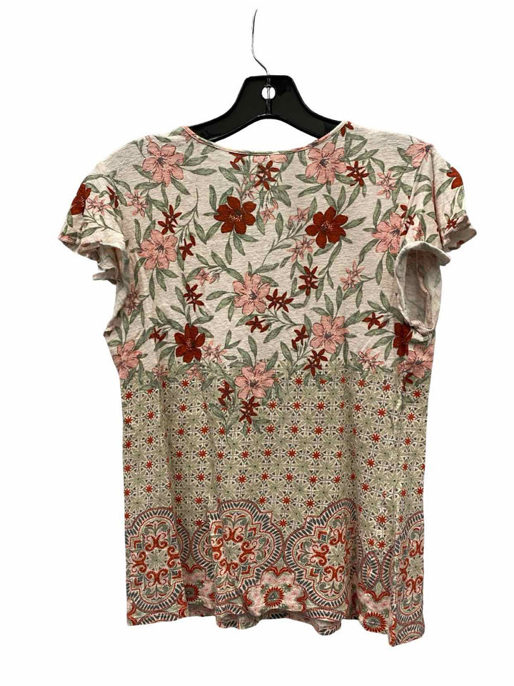 Sundance Size S Pink Red Floral 100% Linen Short Sleeve Shirts