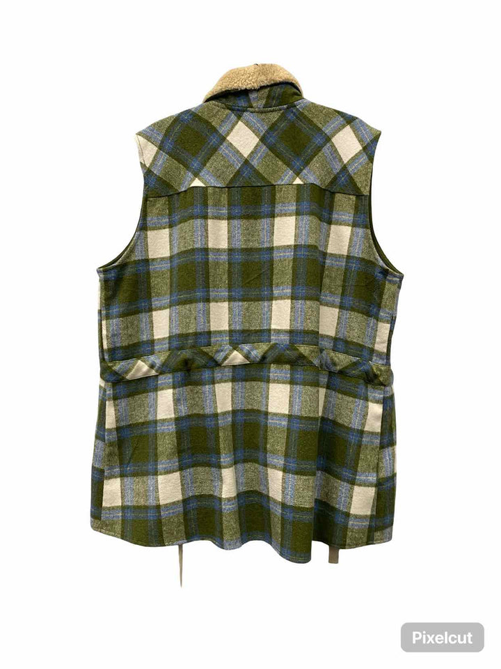 Perfectly Priscilla Size 1XL Green Blue Plaid Vest