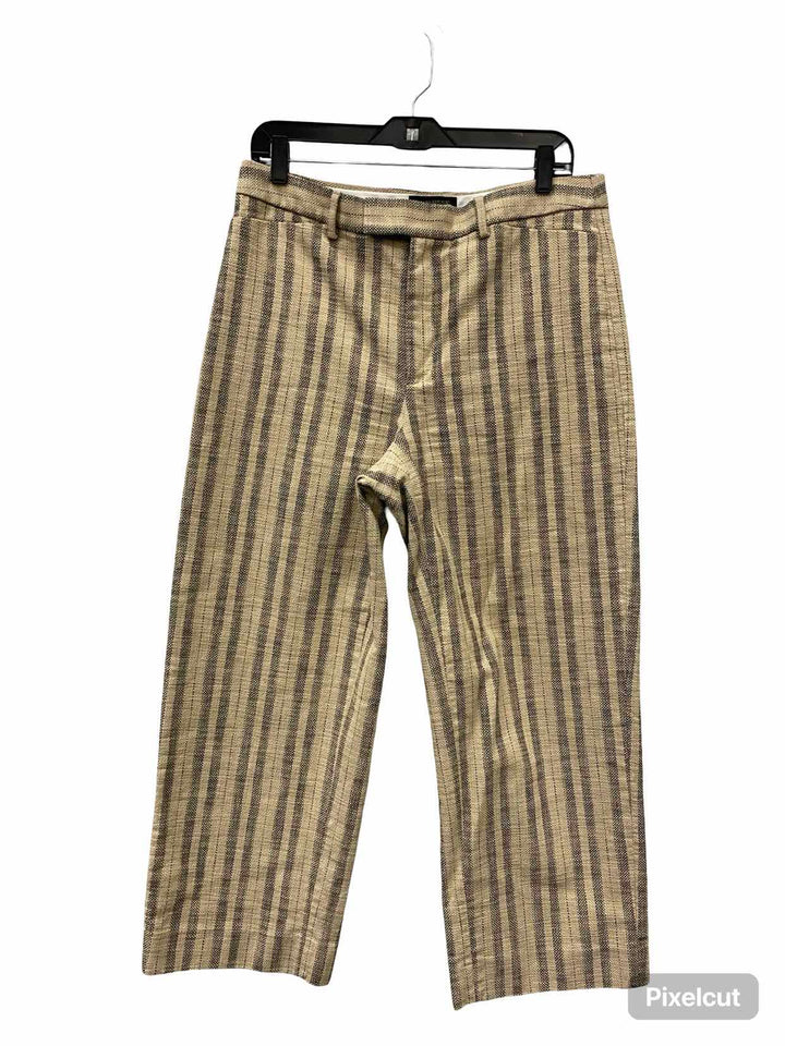 Banana Republic Size 12 Beige Black Striped Pants