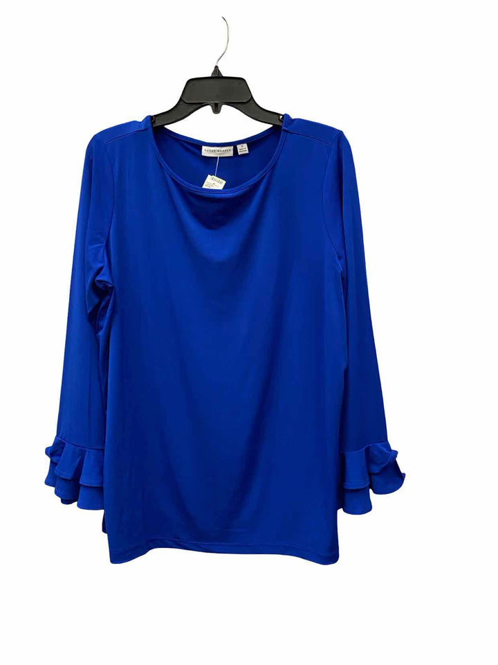 Susan Graver Size 1X Blue Long Sleeve Shirts