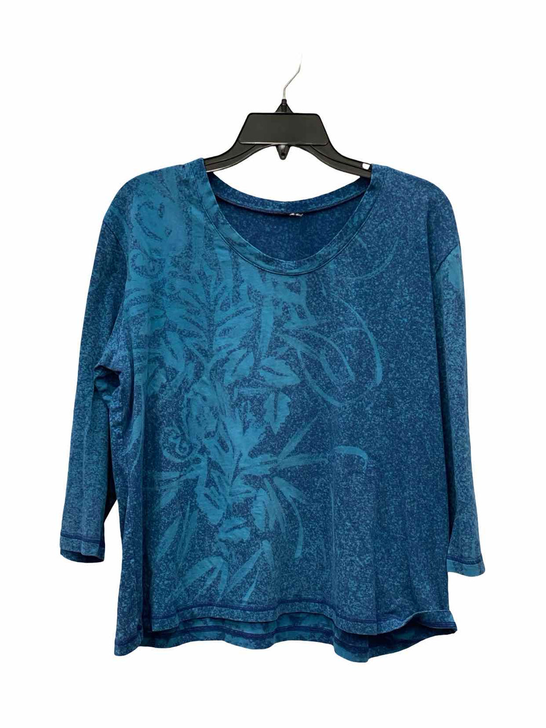 J Jill Size M Blue Leafy Short Sleeve Shirts