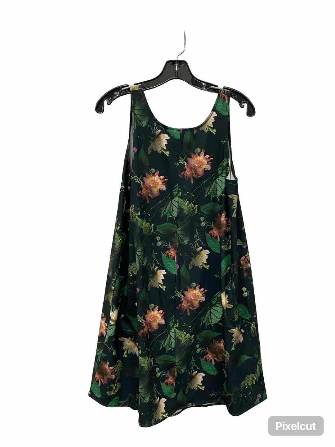 Oiselle Size M Black Green Floral Dress