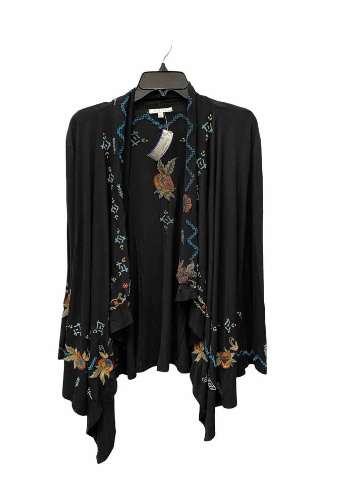 CAITE Size XS Black Embroidered Long Sleeve Shirts