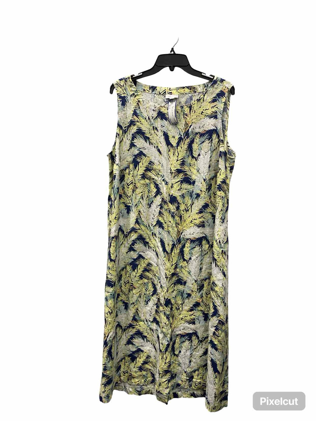 J Jill Size XL Green Leafy 100% Linen Dress