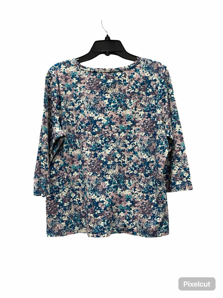 LL Bean Size XL Blue Purple Floral 100% cotton Long Sleeve Shirts