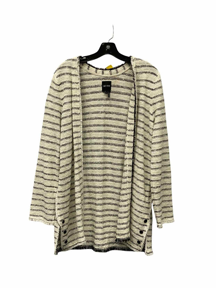 Nic + Zoe Size L White Black Striped NWT Sweater