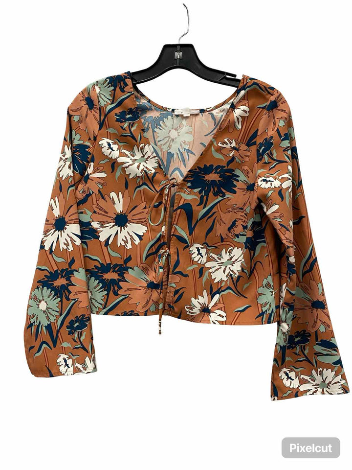 Vetta Size XS Orange Navy Long Sleeve Shirts