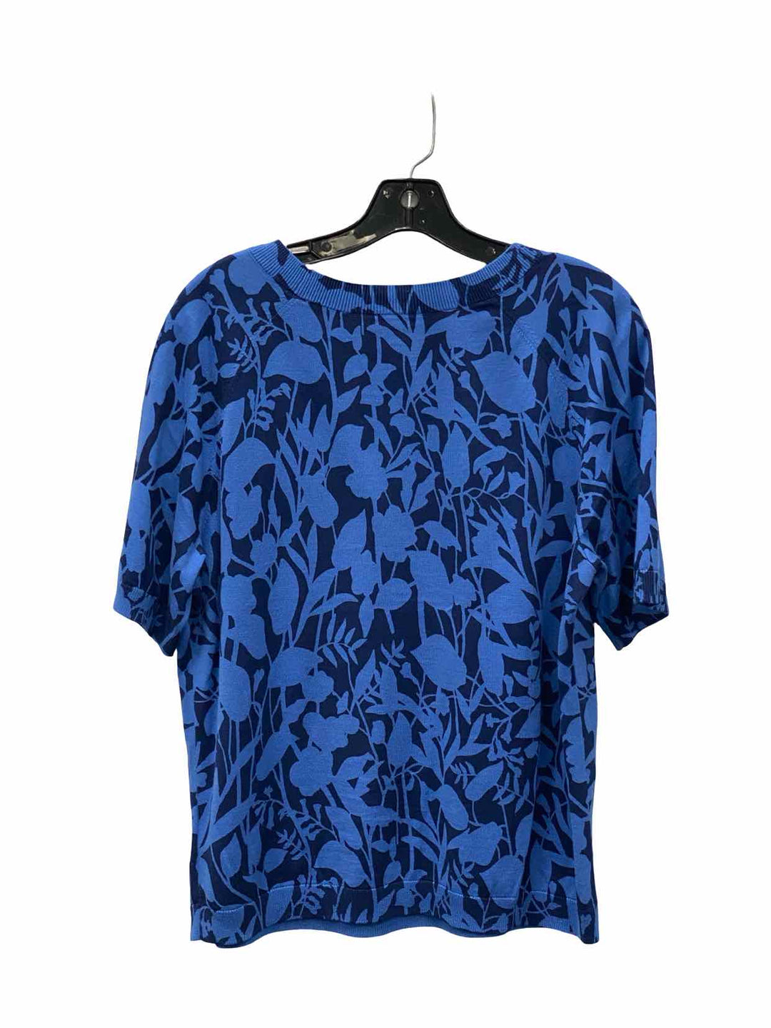 Talbots Size L Blue Leafy Cotton & Rayon blend Short Sleeve Shirts